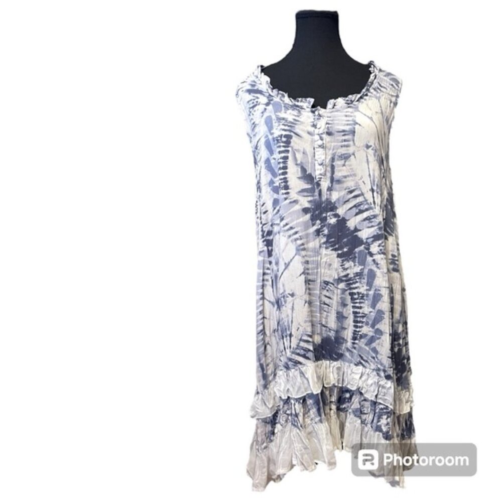 Papillon Frilly Boho Sundress Lace Watercolour Flowy Coastal Cowgirl Beachy Sz S